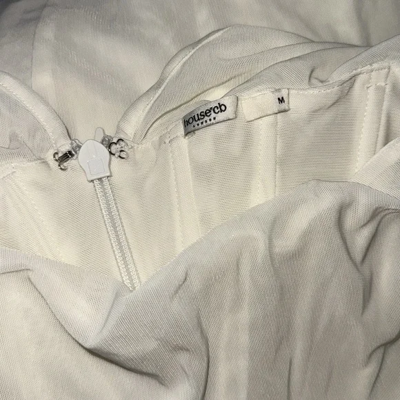 NWOT House of CB Milarose White Mesh Cut Out Corset Midi Dress sz M - Picture 8 of 13